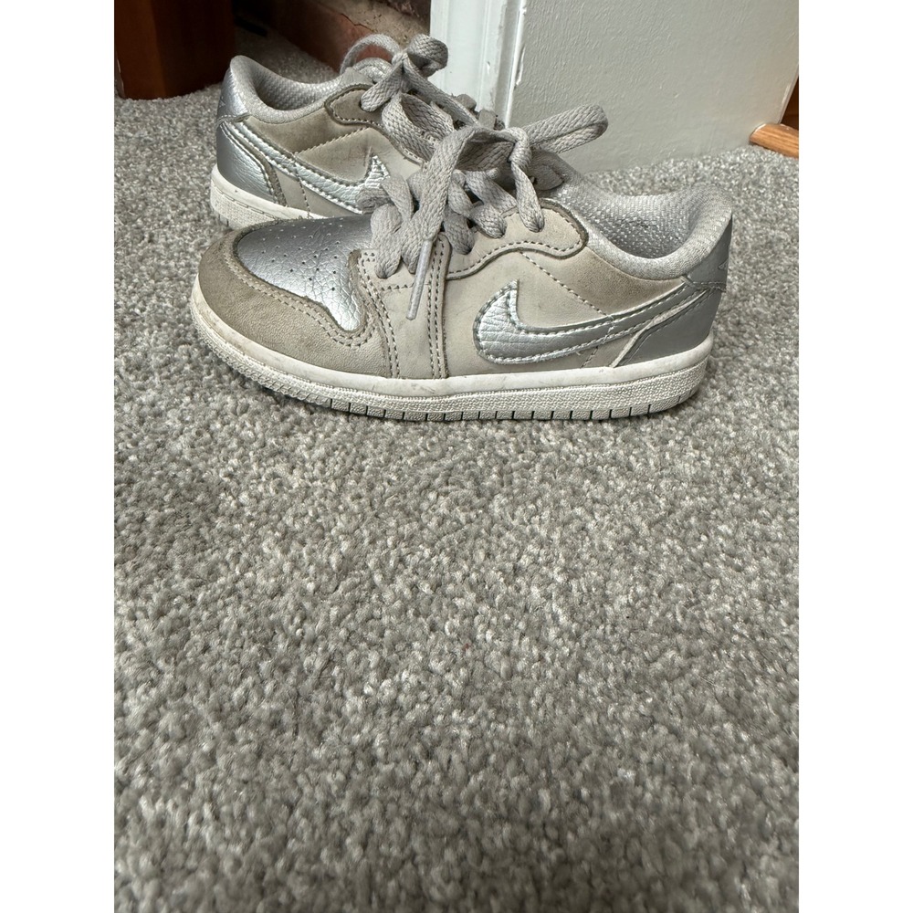 Nike Air Jordan 1 Low Toddler 8C Metallic Silver Grey Sneakers